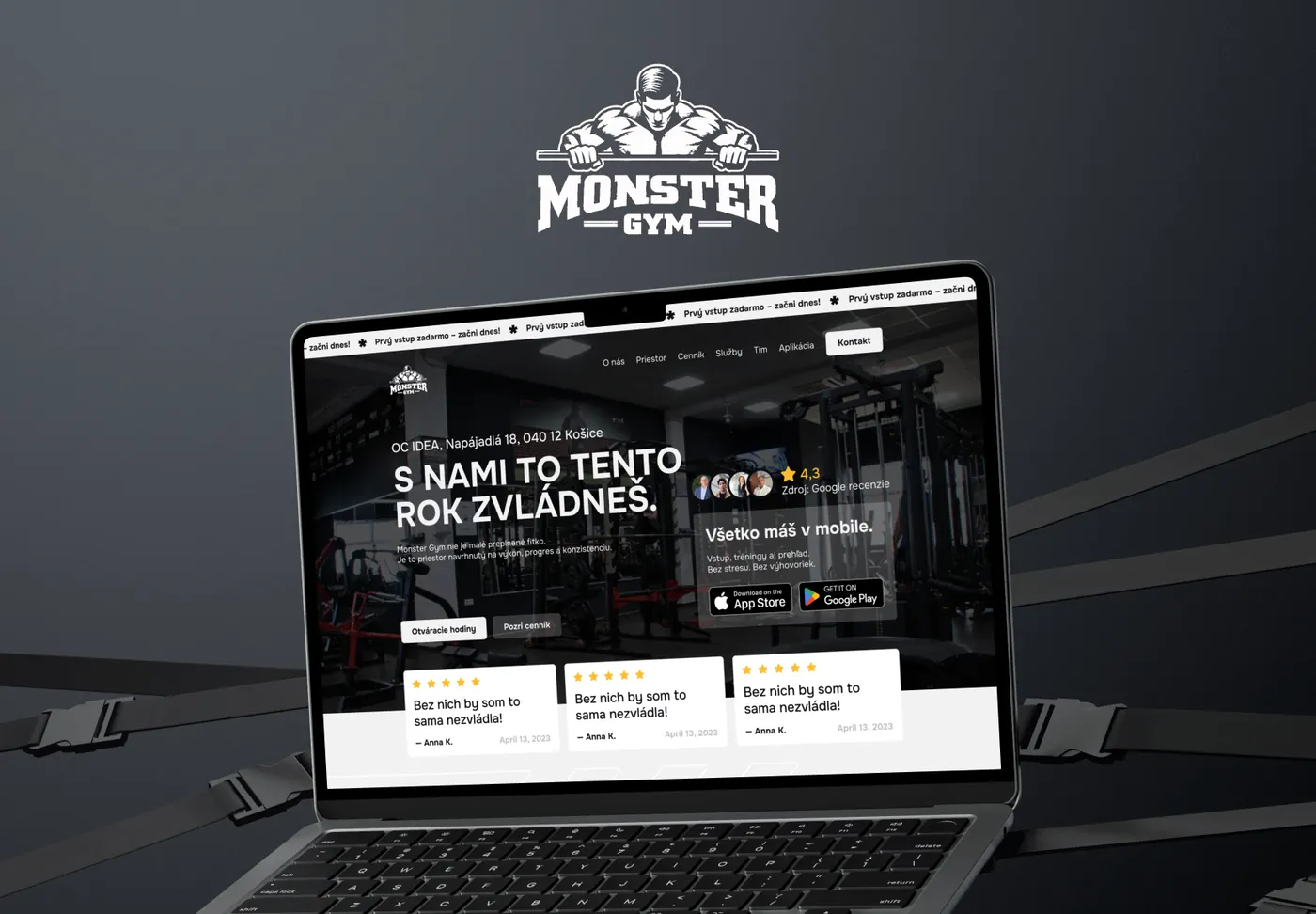 Web pre fitness centrum MonsterGym